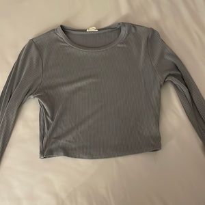Dusky blue cropped long sleeve tee from Garage